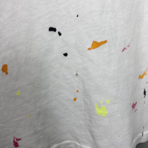 ISMBS Tee White Paint Splatter Cotton Collar Embroidered T-Shirt size Large - Picture 4 of 8